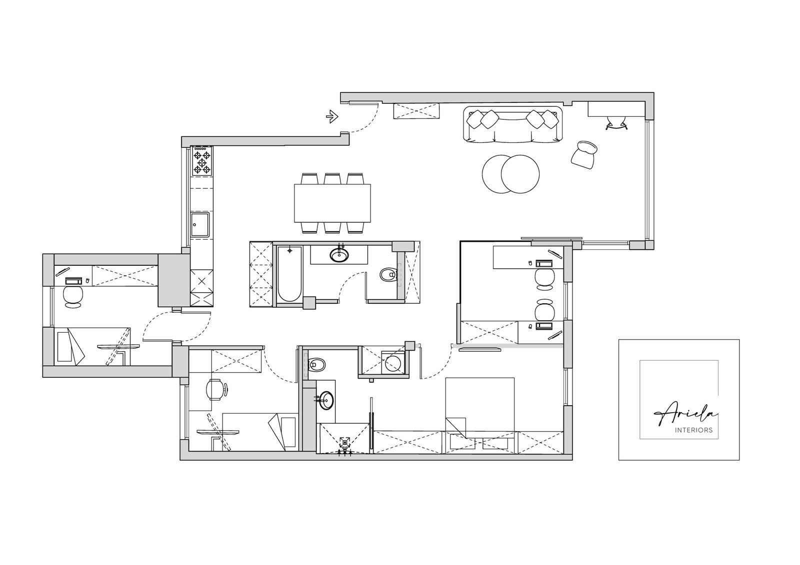Architectural drawing of an apartment design project