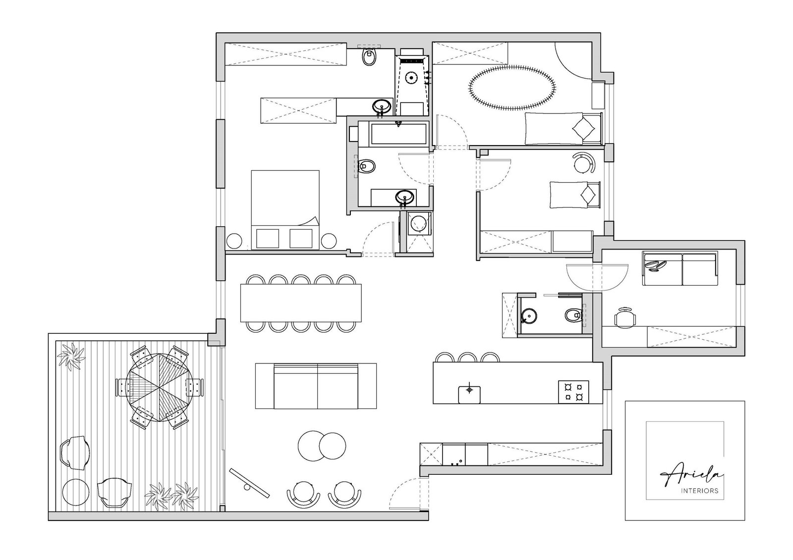 Architectural drawing of an apartment design project