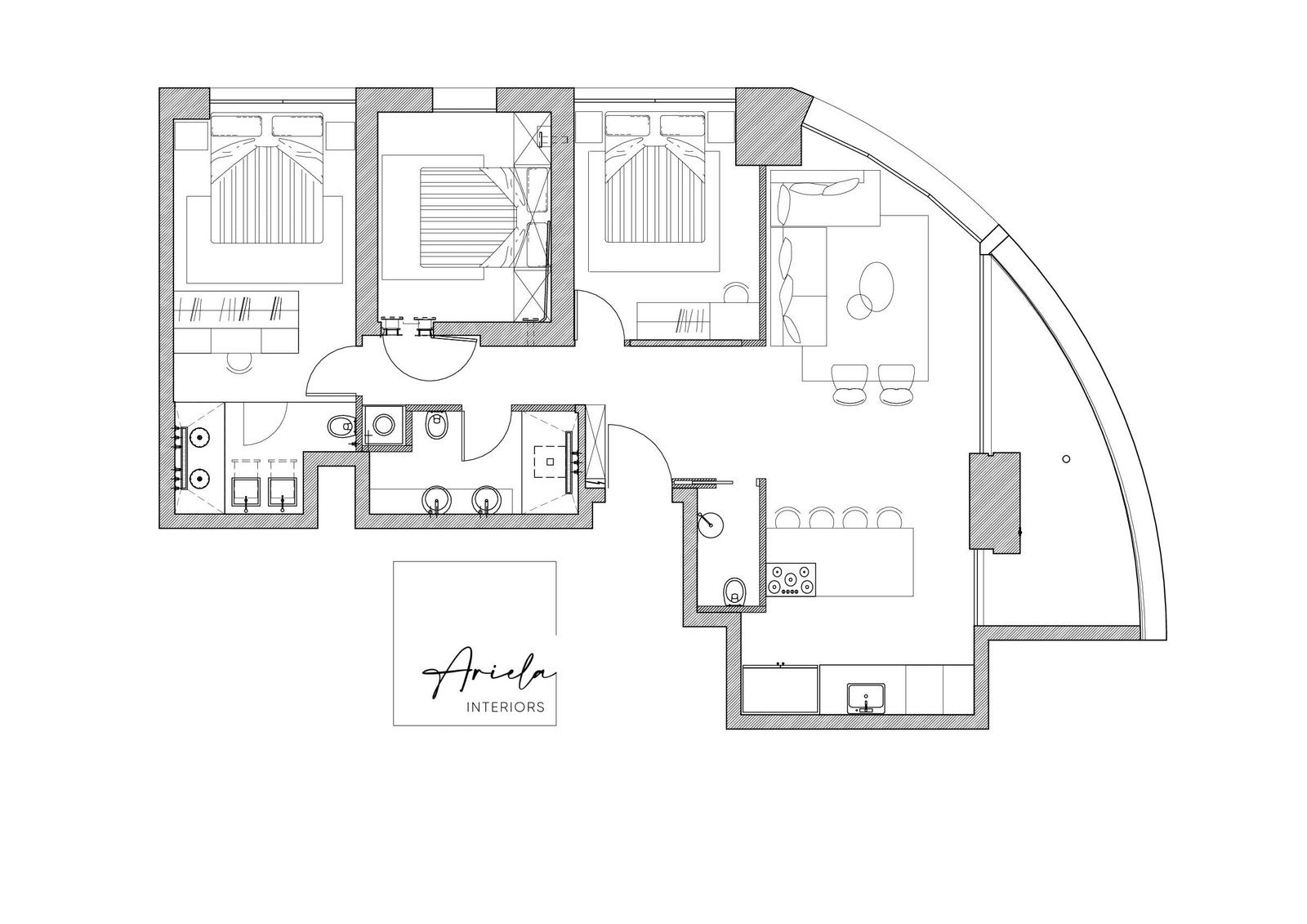 Architectural drawing of an apartment design project